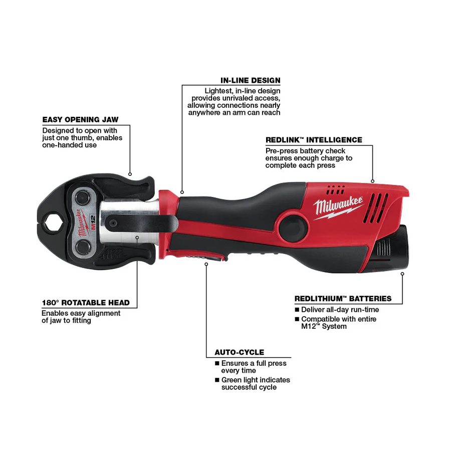 Milwaukee 2473-22 M12 Force Logic Press Tool 1/2" - 1" Kit