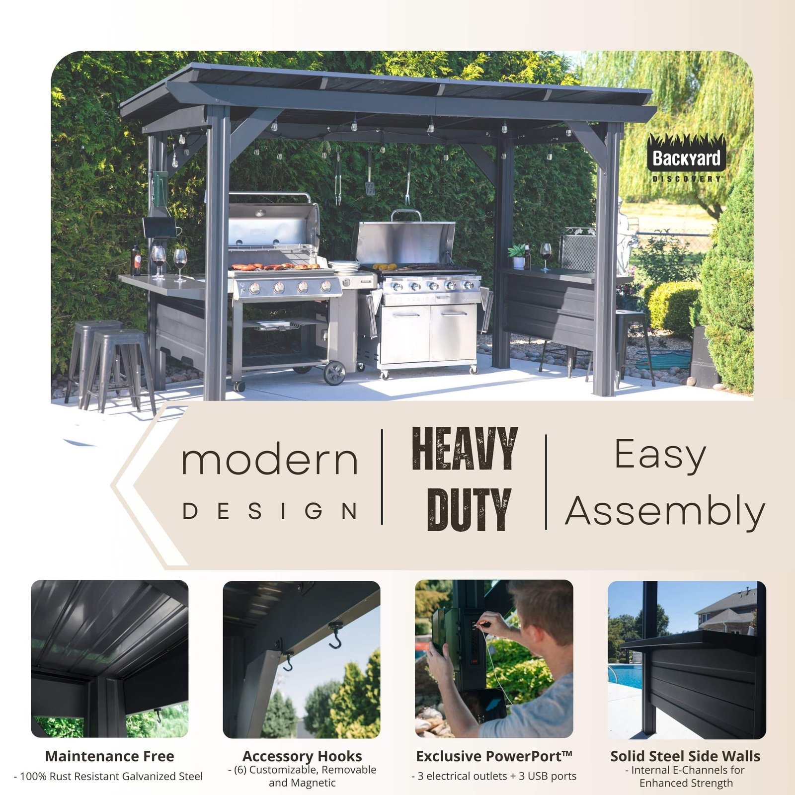 Rockport Xl Steel Grill Gazebo