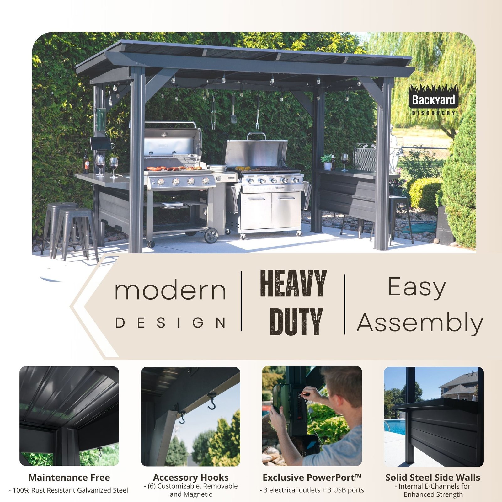 Rockport Xl Steel Grill Gazebo