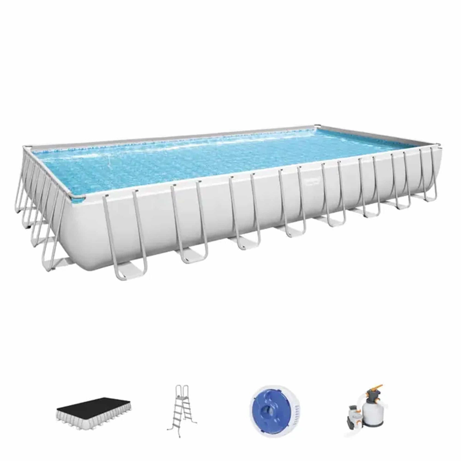 Bestway Power Steel 31’4″ x 16′ x 52″ Above Ground Rectangular Swimming Pool Set