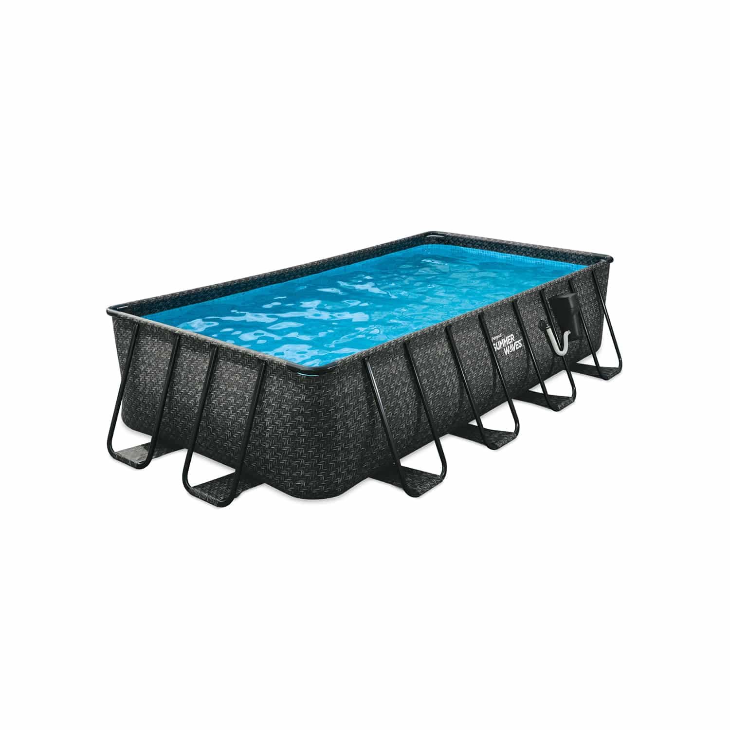 Summer Waves 16′ Long Dark Herringbone Elite Frame Outdoor Rectangular Pool | Slaktra