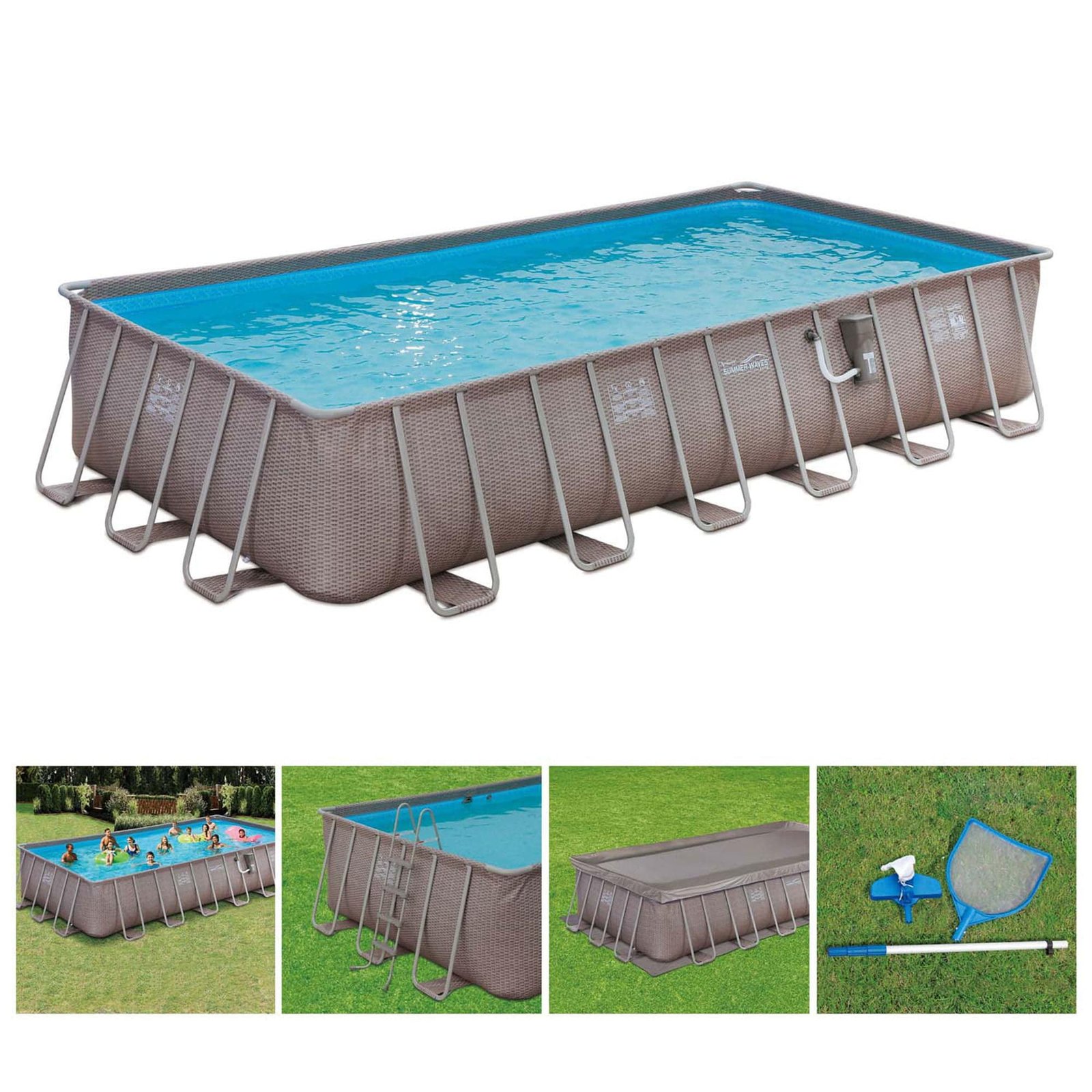 Summer Waves 24 x 12 x 4.5′ Rectangle Above Ground Frame Swimming Pool Set | Slaktra