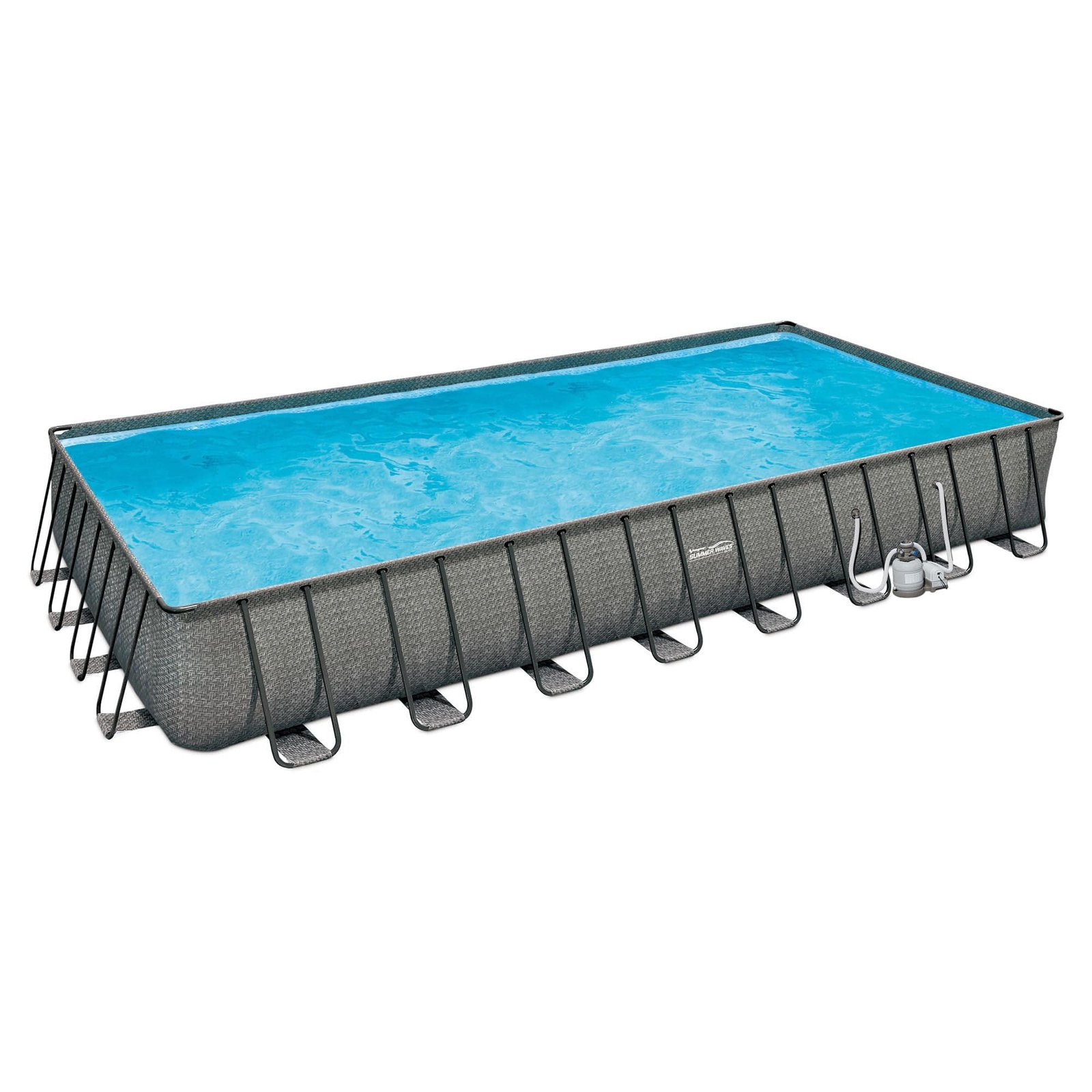 Summer Waves 32 x 16 x 4.5ft Rectangle Frame Above Ground Swimming Pool Set | Slaktra